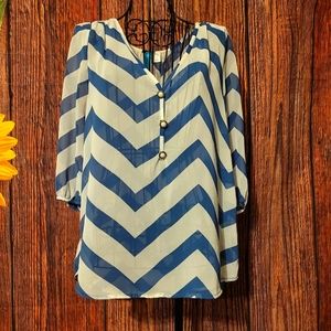 Buttons Nearly Sheer 3/4 Sleeve Blouse